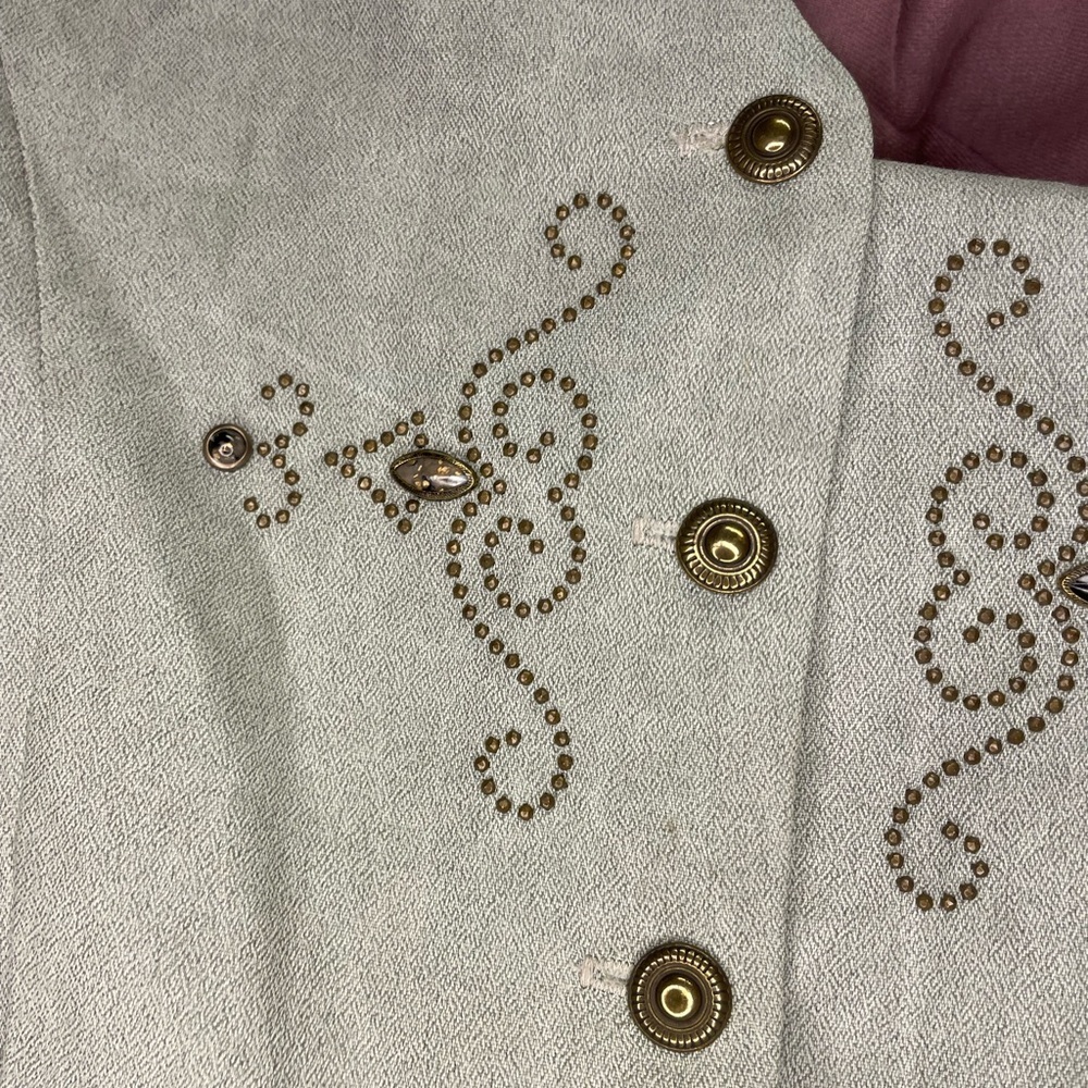Vintage Sleeveless Embroidered Peplum Tunic Studded Vest in Light Mint - Picture 6 of 9